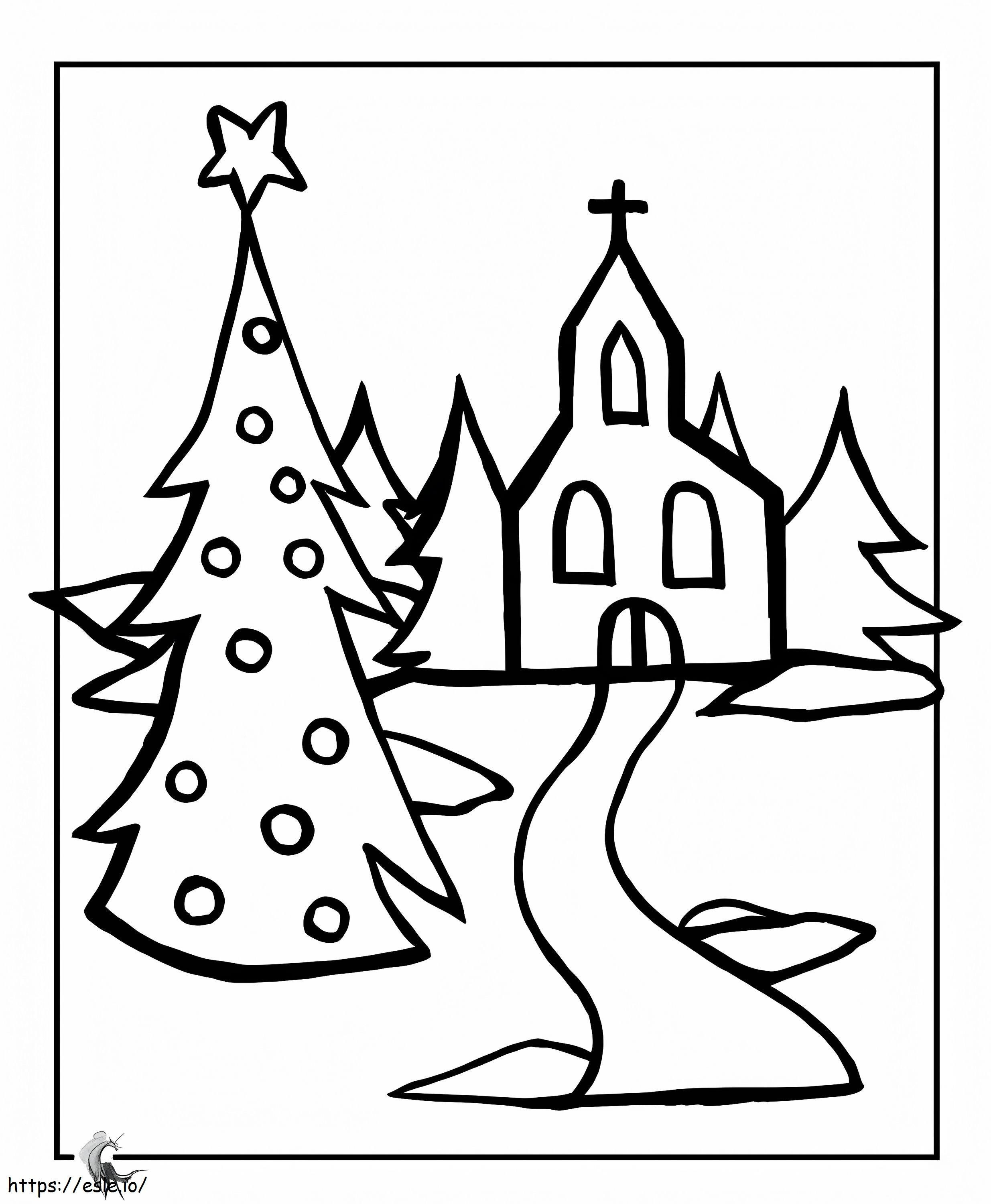 Biserica de Crăciun de colorat