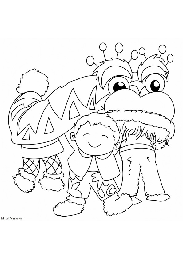 Chinese New Year With Lion Dance coloring page
