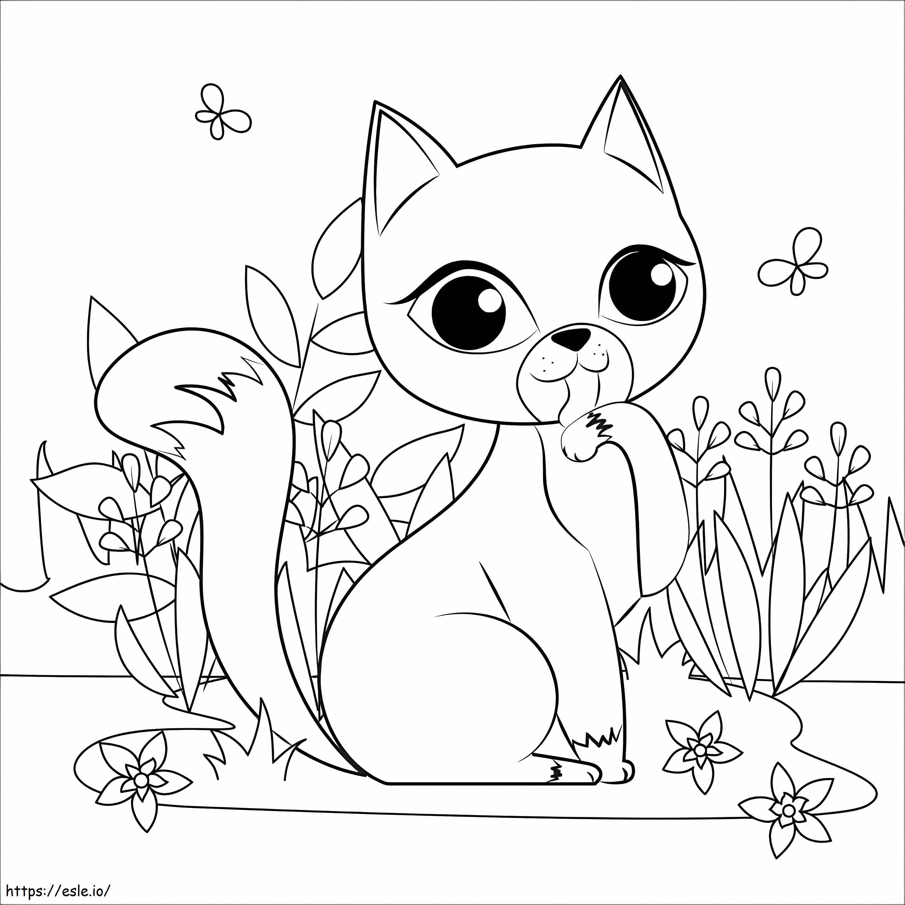 Katze mit Blumengarten ausmalbilder