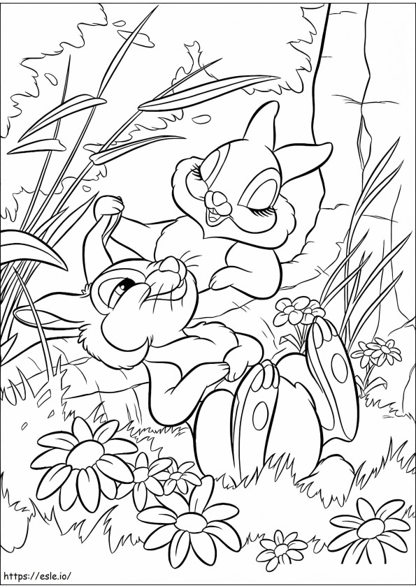 Thumper And Missbunny A4 coloring page