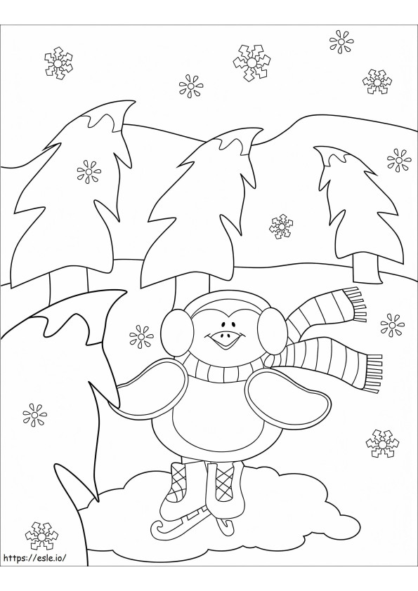 Adorable Christmas Penguin coloring page