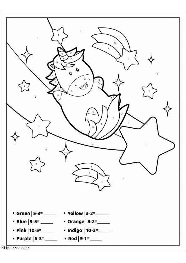 Shooting Star Unicorn Color By Number coloring page