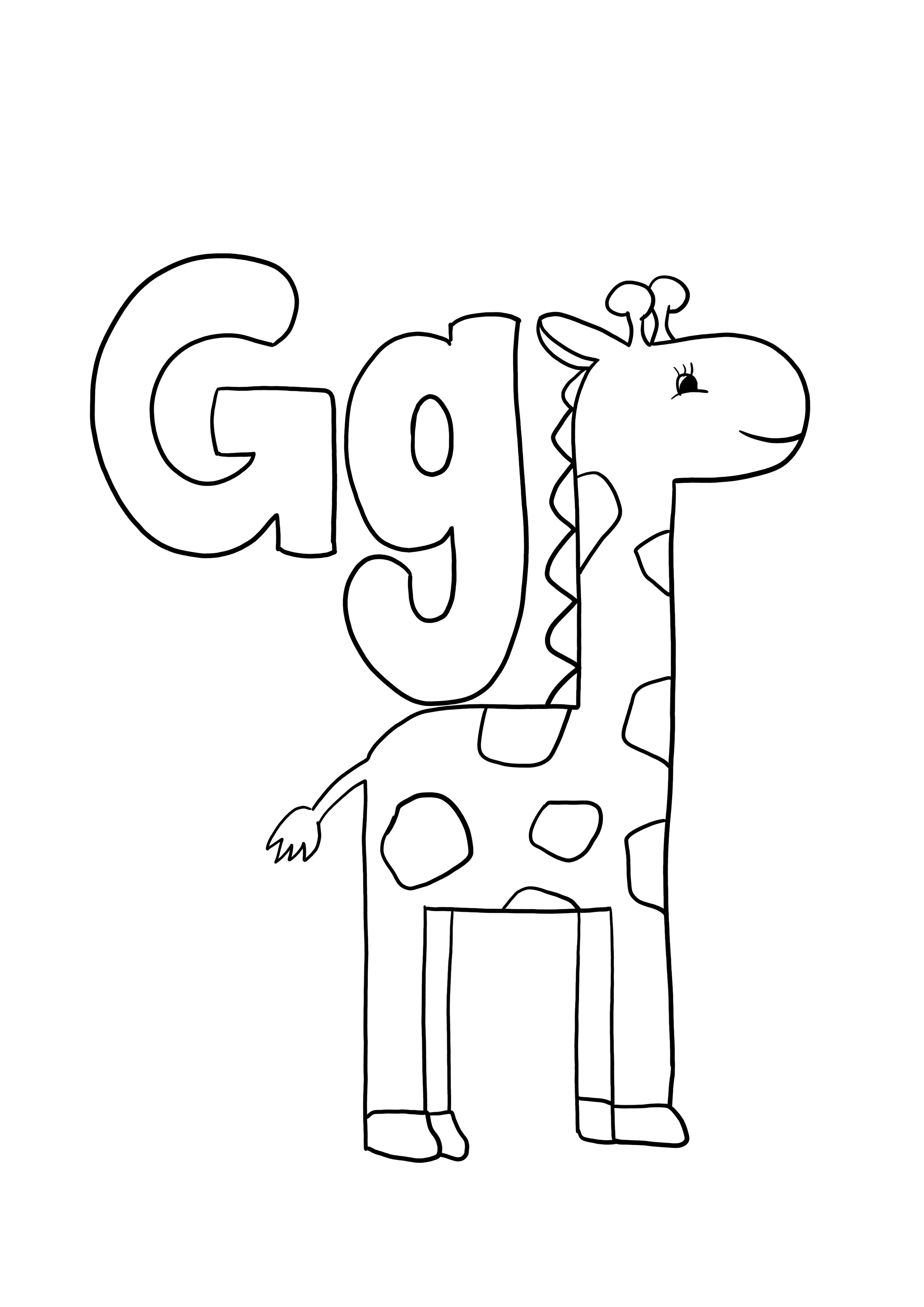 A G a zsiráf számára ingyenes kép nyomtatásához