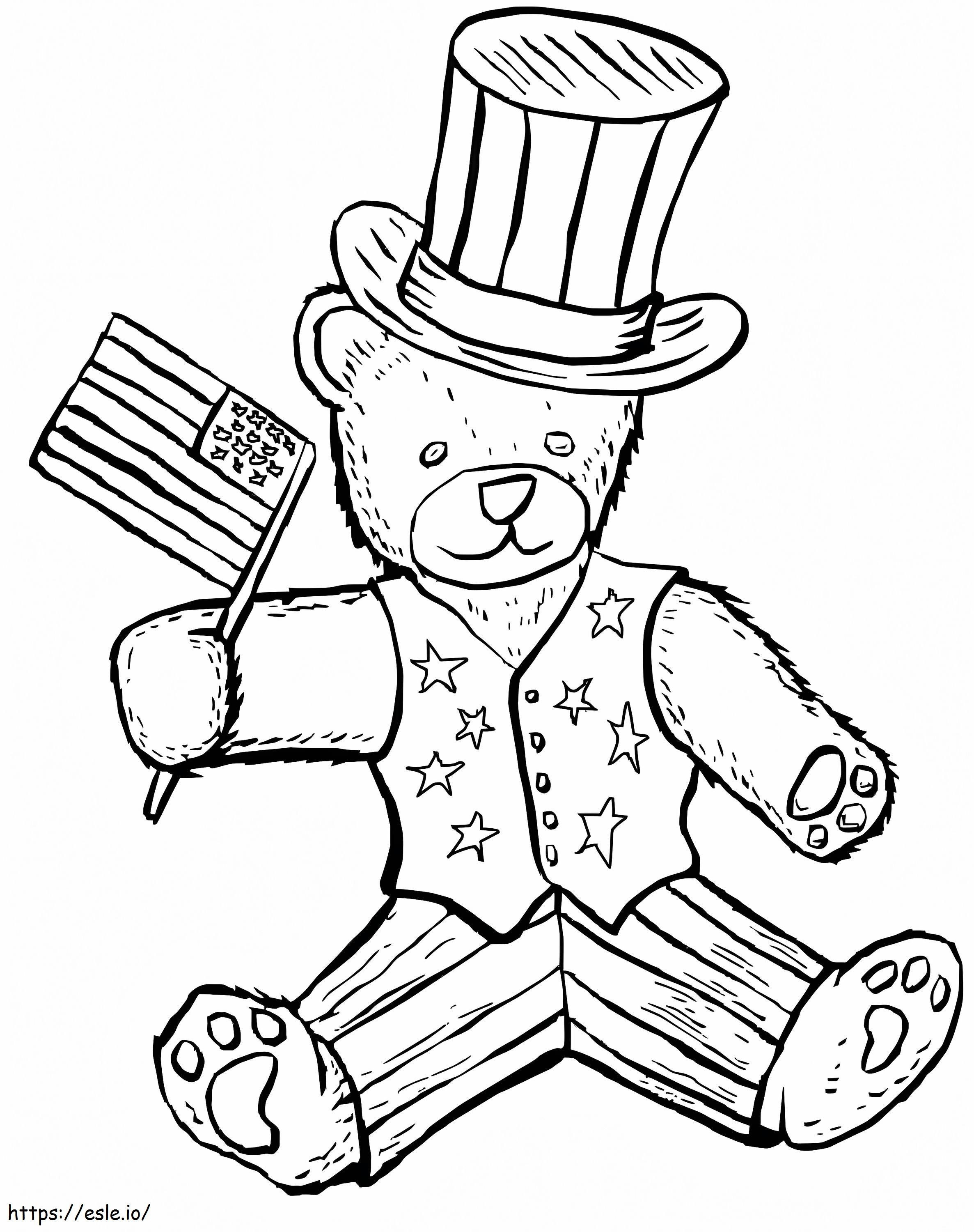 urso patriótico para colorir
