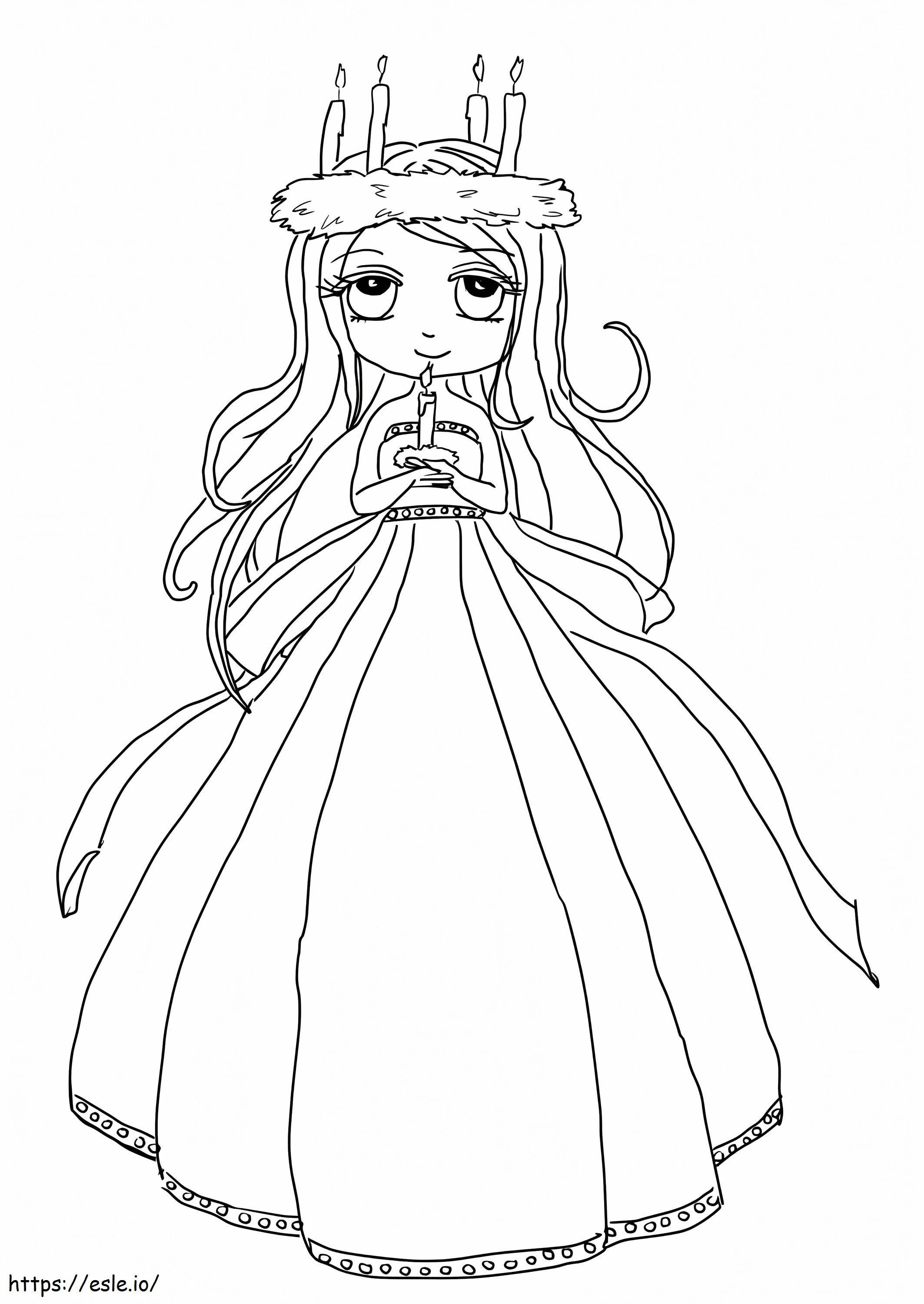 Cute St. Lucia Girl coloring page