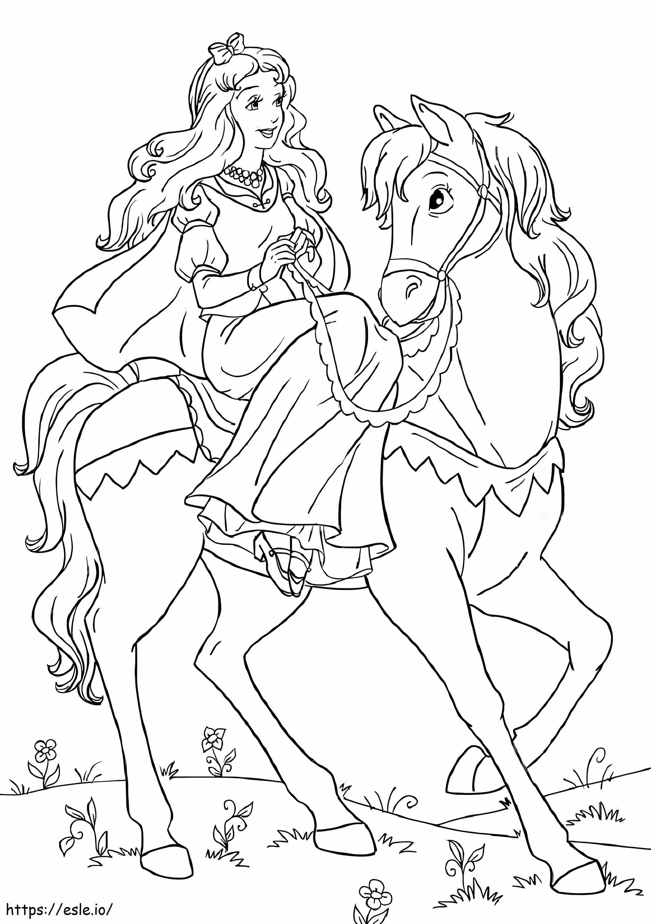 princesa a cavalo para colorir