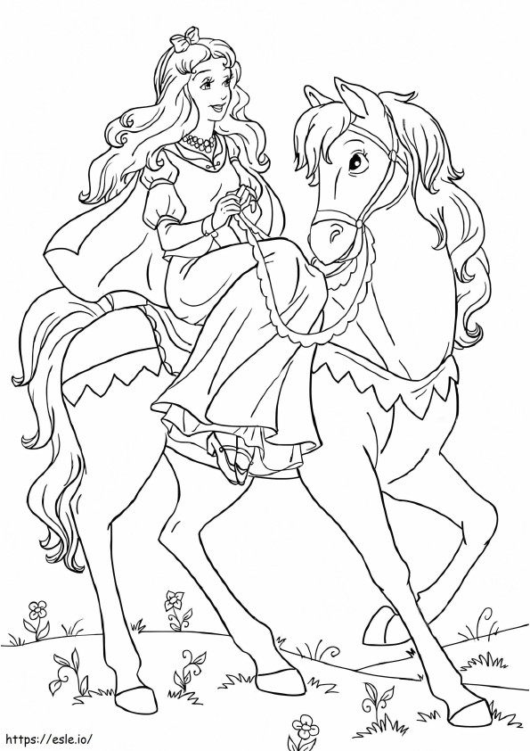 Coloriage Princesse à cheval à imprimer dessin
