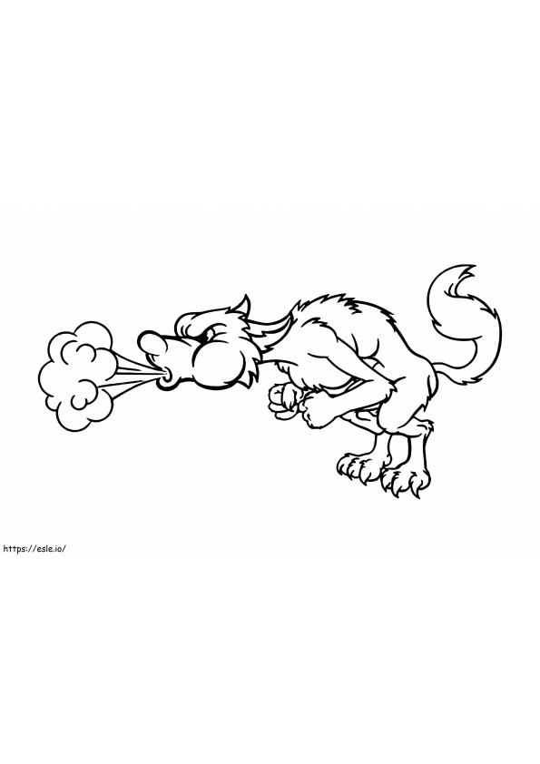 Big Bad Wolf Blowing coloring page