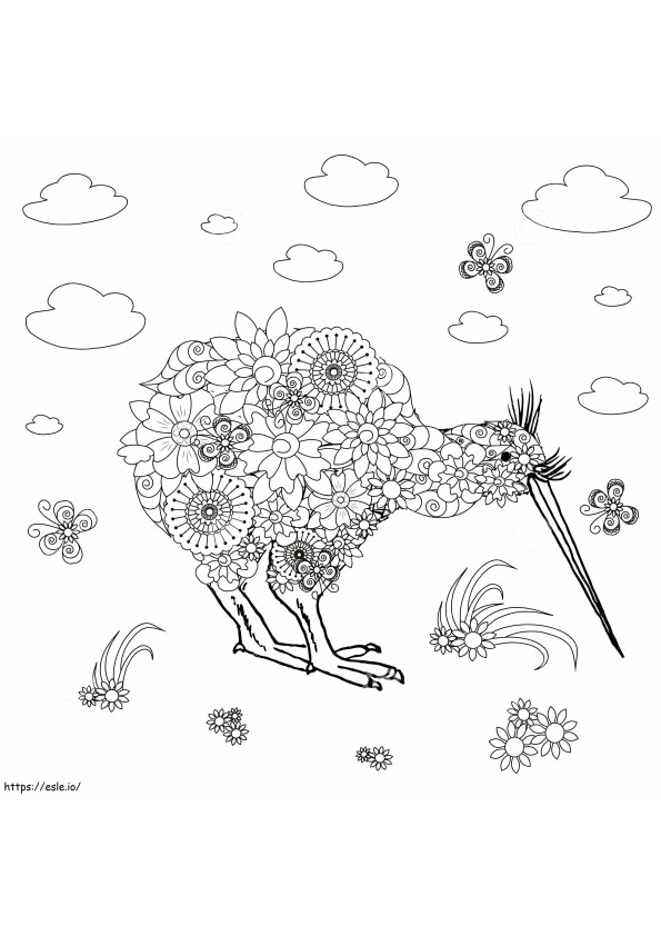 Kiwi Bird With Flower coloring page
