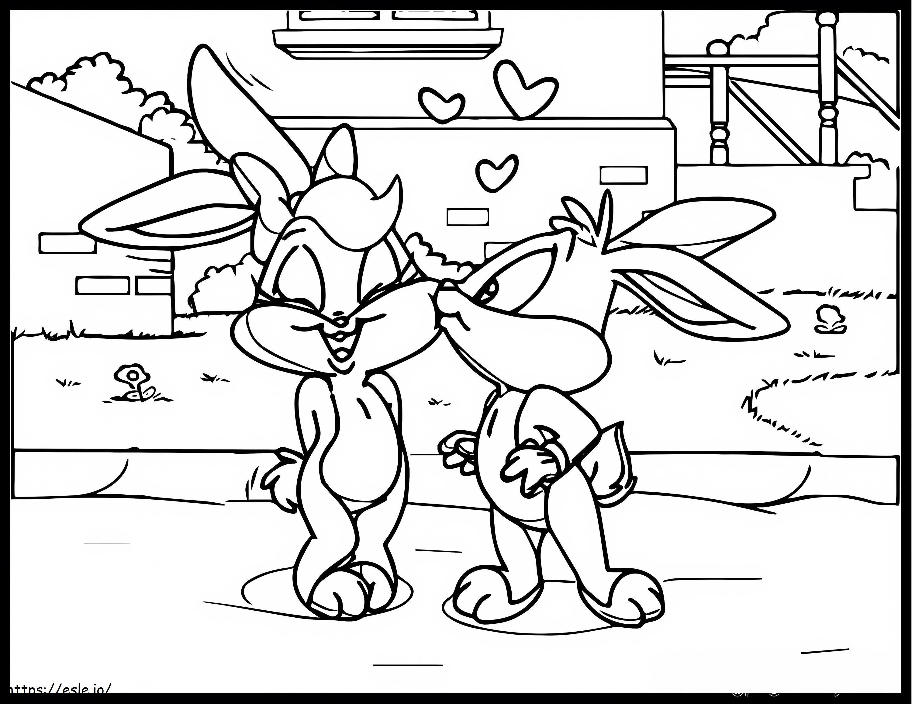 Baby Bugs Bunny And Lola Kissed coloring page