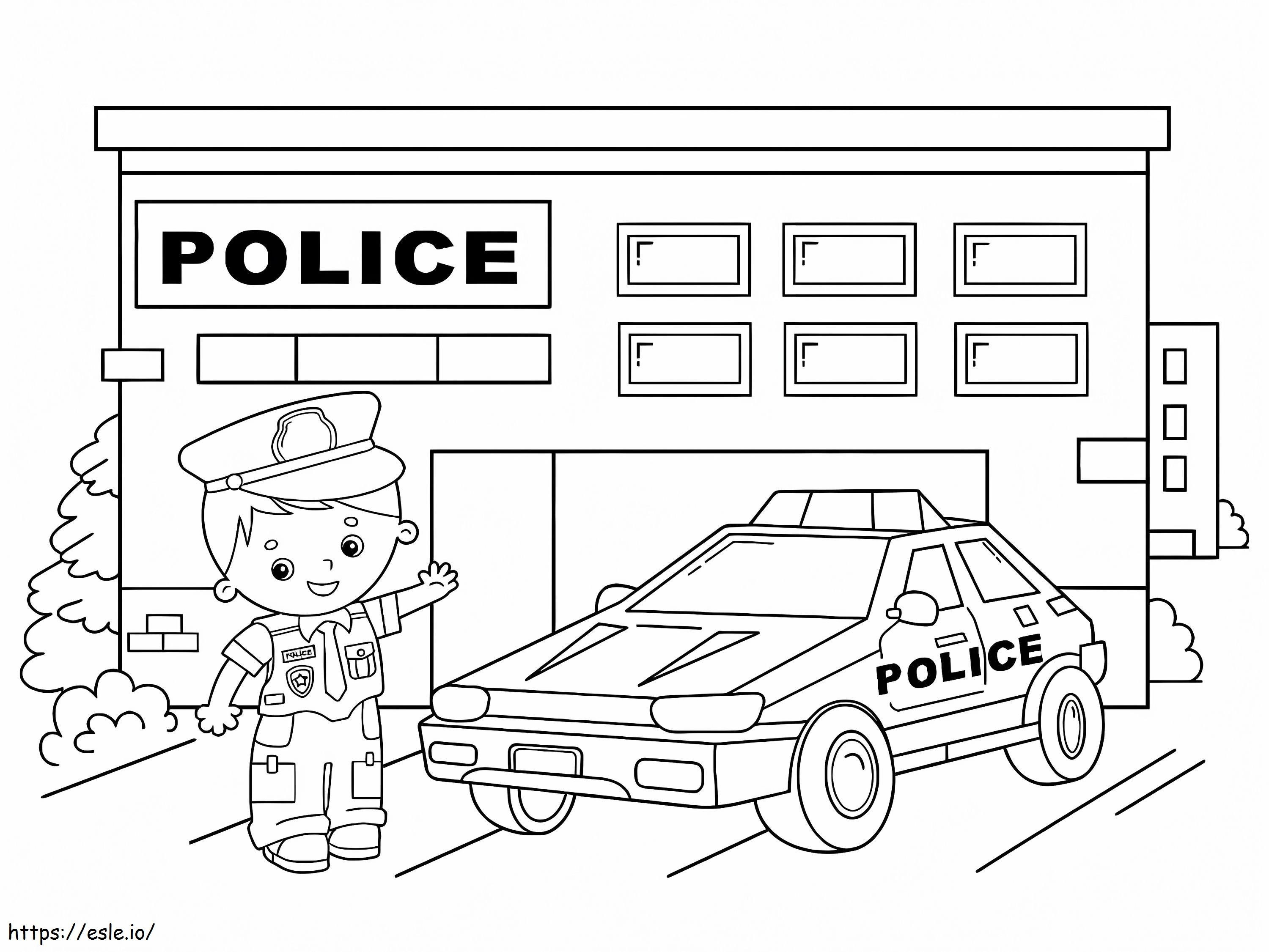 Coloriage Commissariat de police à colorier à imprimer dessin