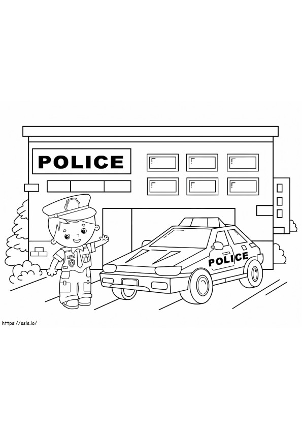 Coloriage Commissariat de police à colorier à imprimer dessin
