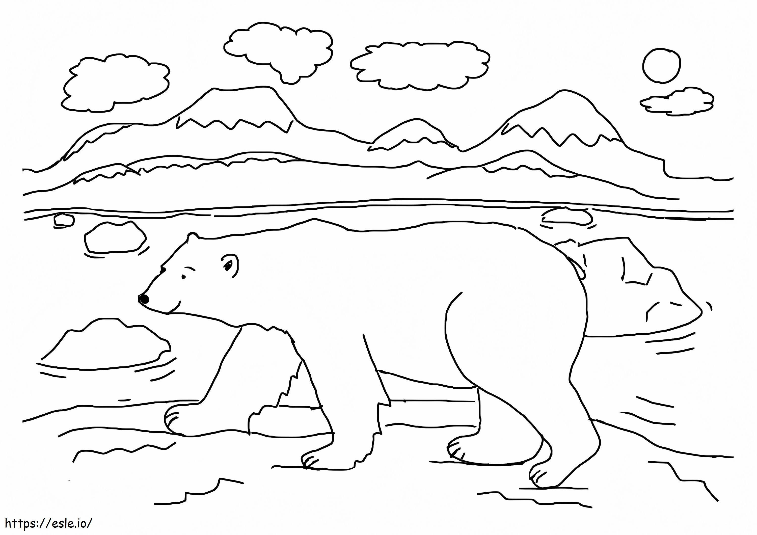 Urso de gelo de desenho animado para colorir