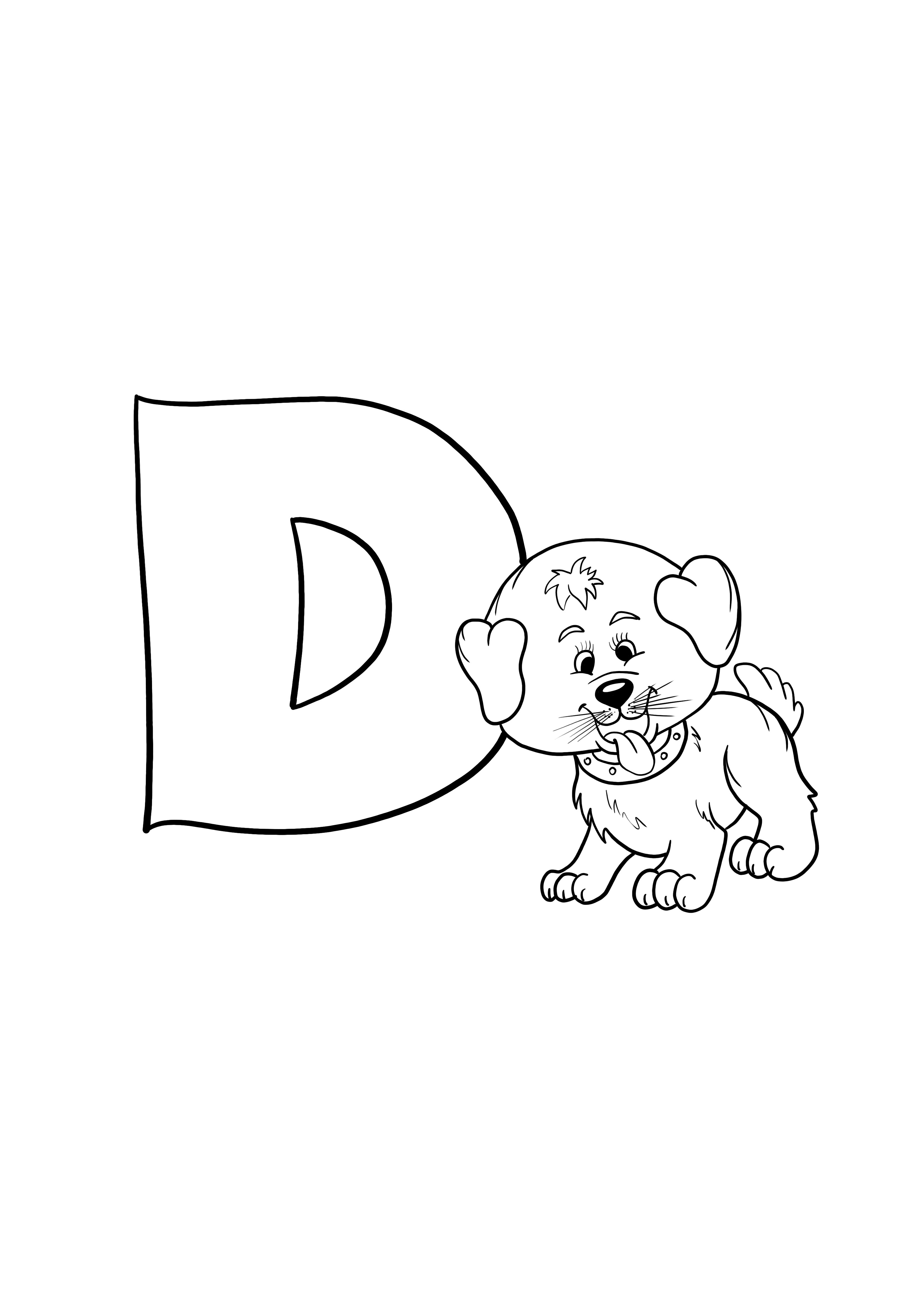 D adalah untuk surat anjing untuk pencetakan gratis