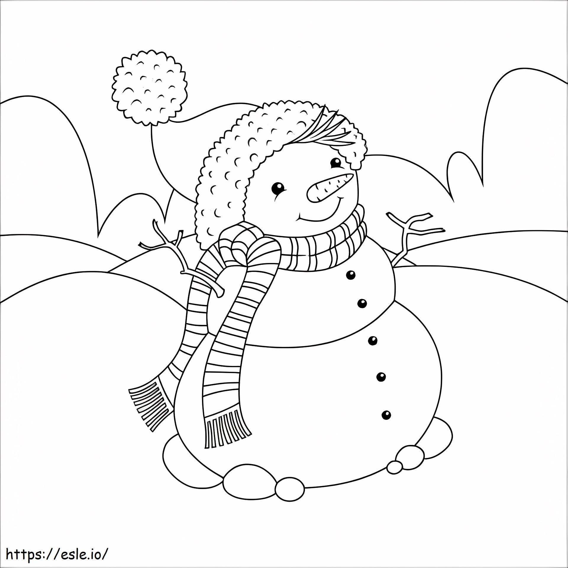 Coloriage Bonhomme de neige de base à imprimer dessin