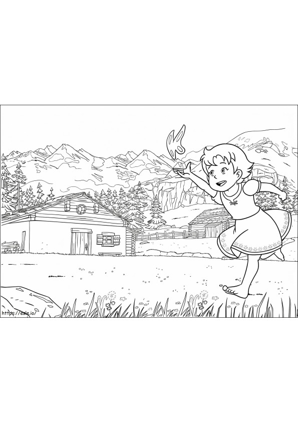 Heidi Running coloring page