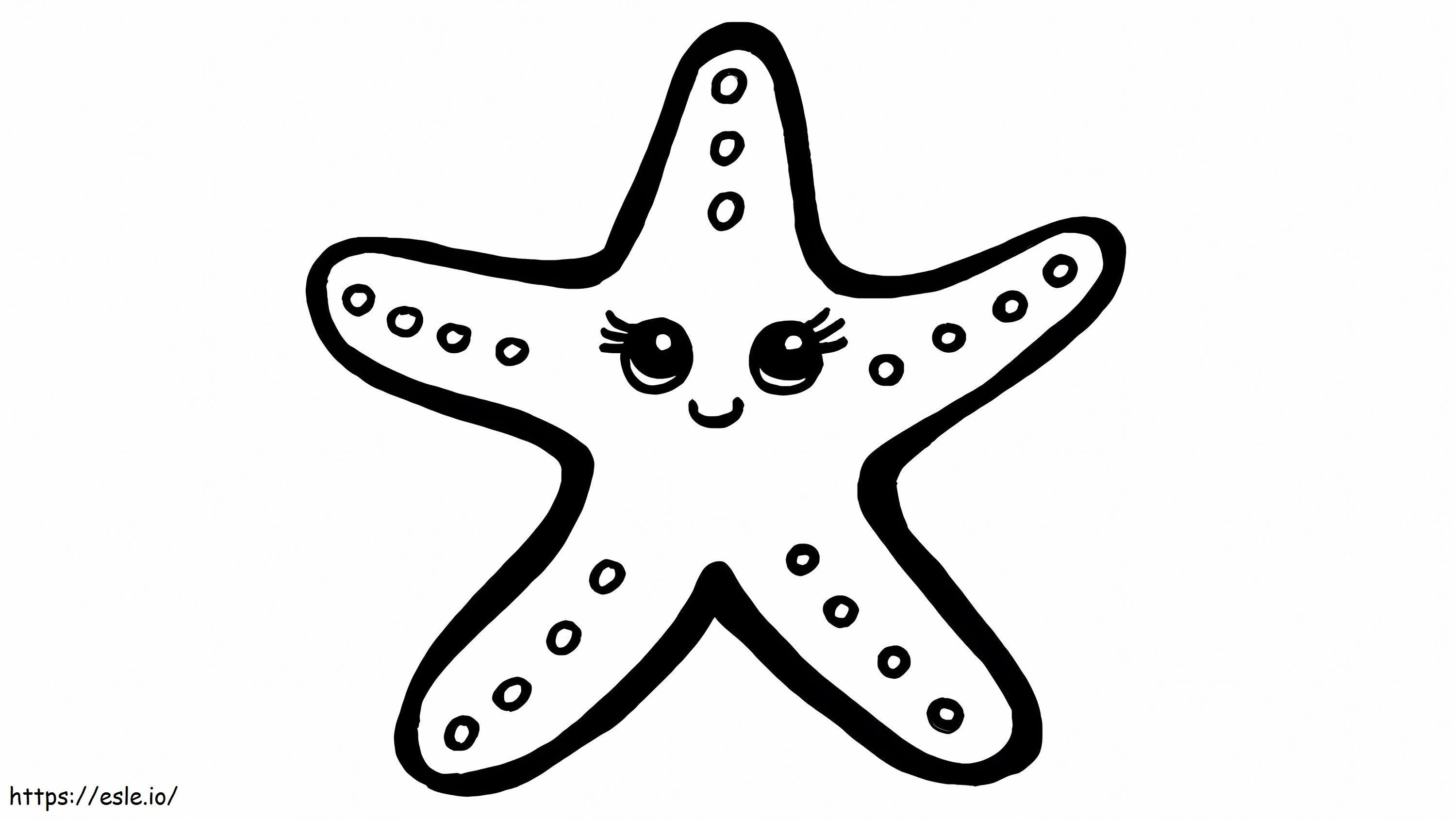 Coloriage mignon, étoile mer, sourire à imprimer dessin