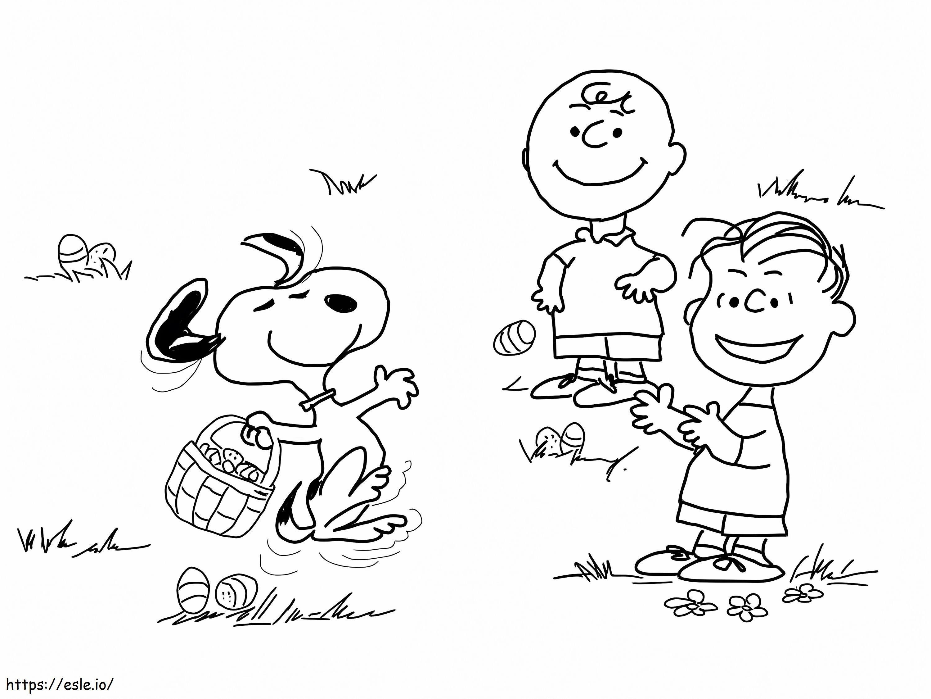 Charlie Brown pääsiäinen värityskuva