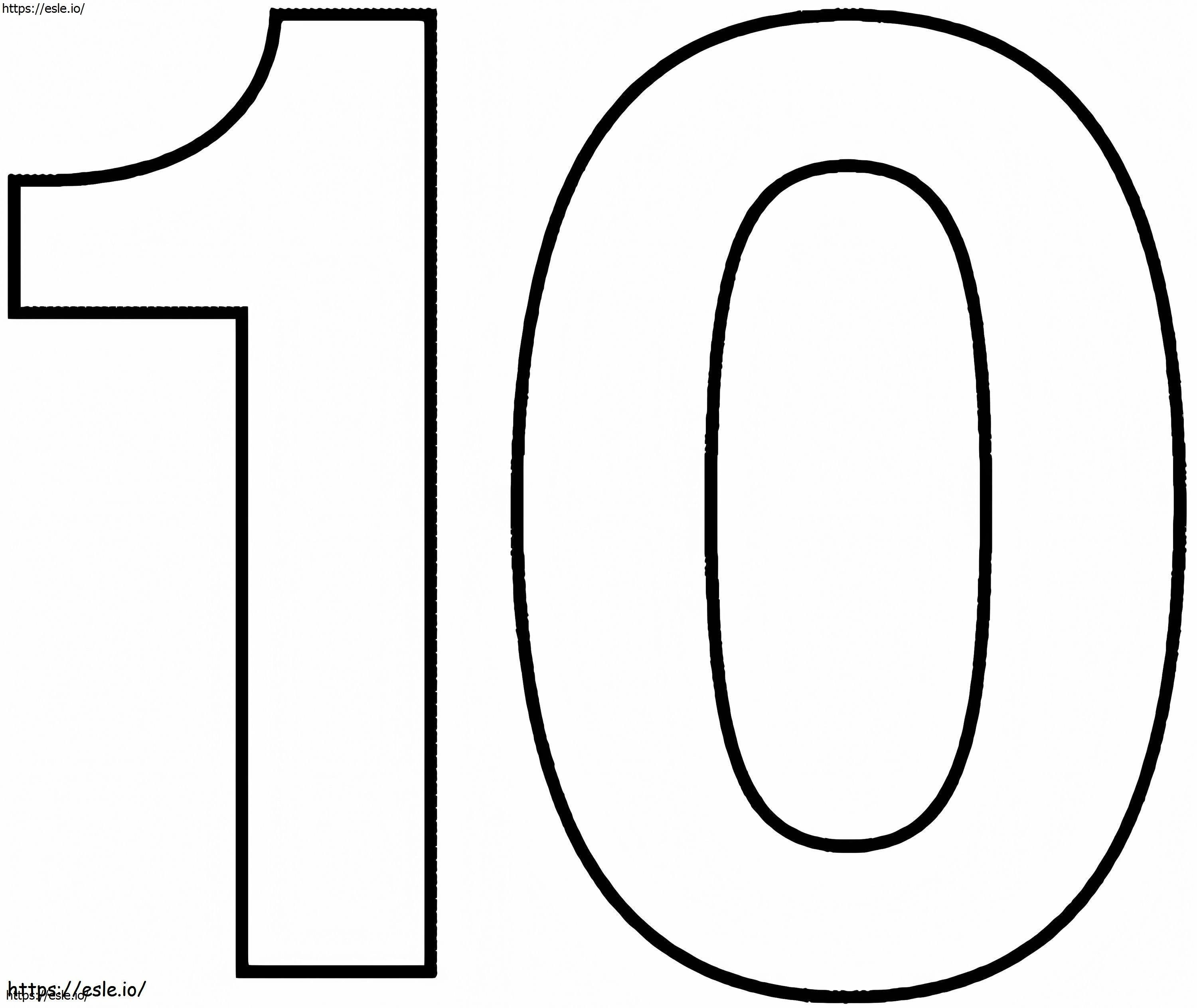 Normal Number 10 coloring page