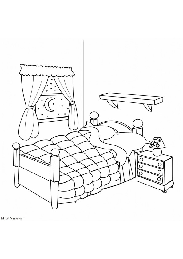 Simple Bedroom coloring page