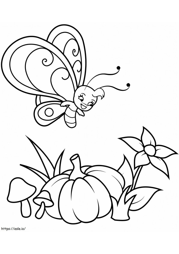 Butterfly And Pumpkin coloring page