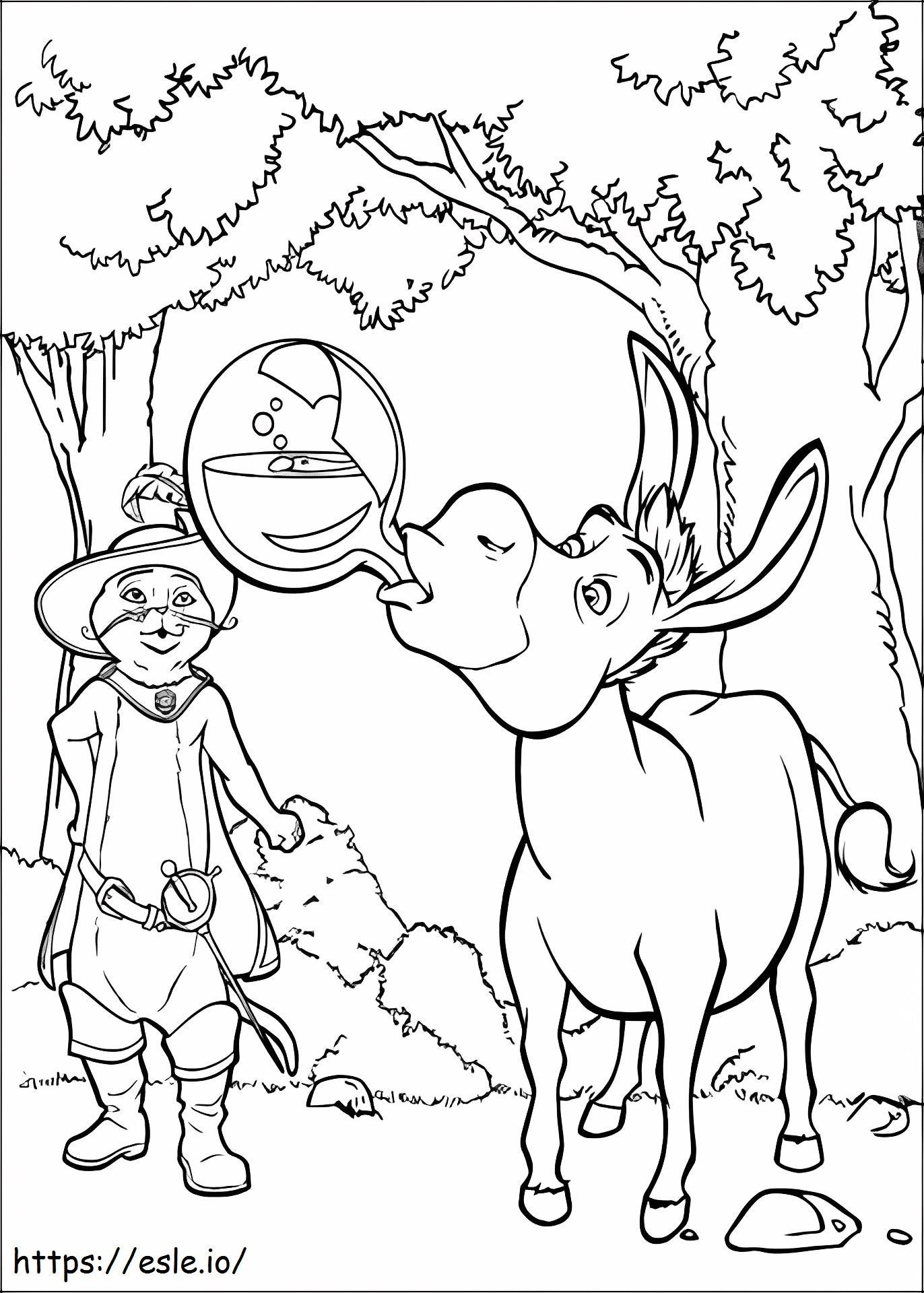Donkey And Puss A4 coloring page