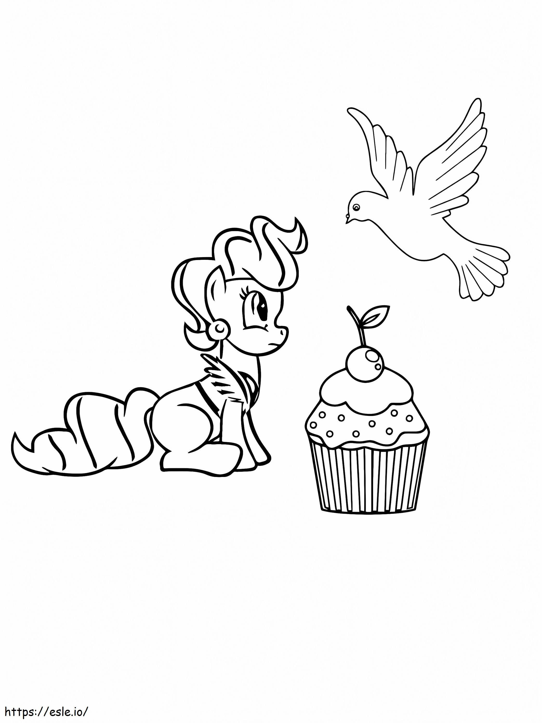 Coloriage Mrs Cake Cupcake Et Oiseau à imprimer dessin