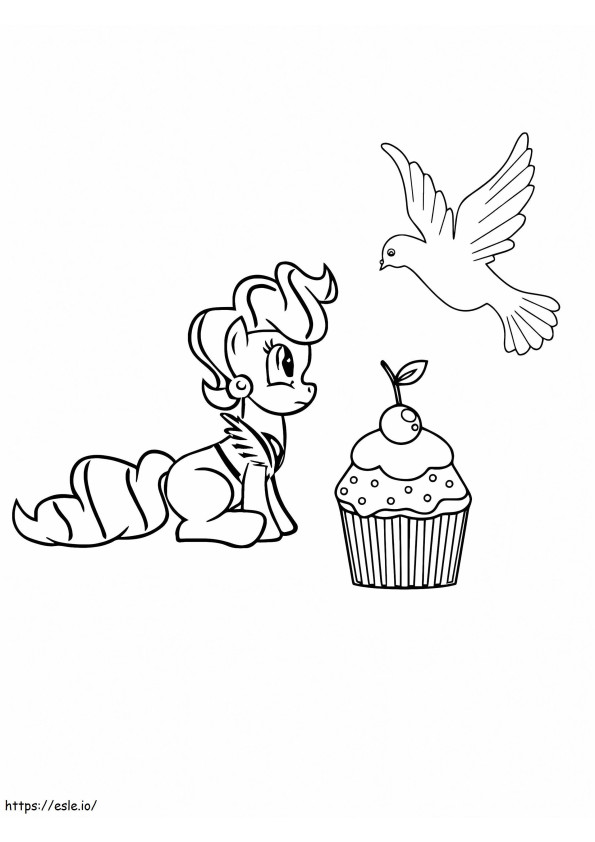 Coloriage Mrs Cake Cupcake Et Oiseau à imprimer dessin