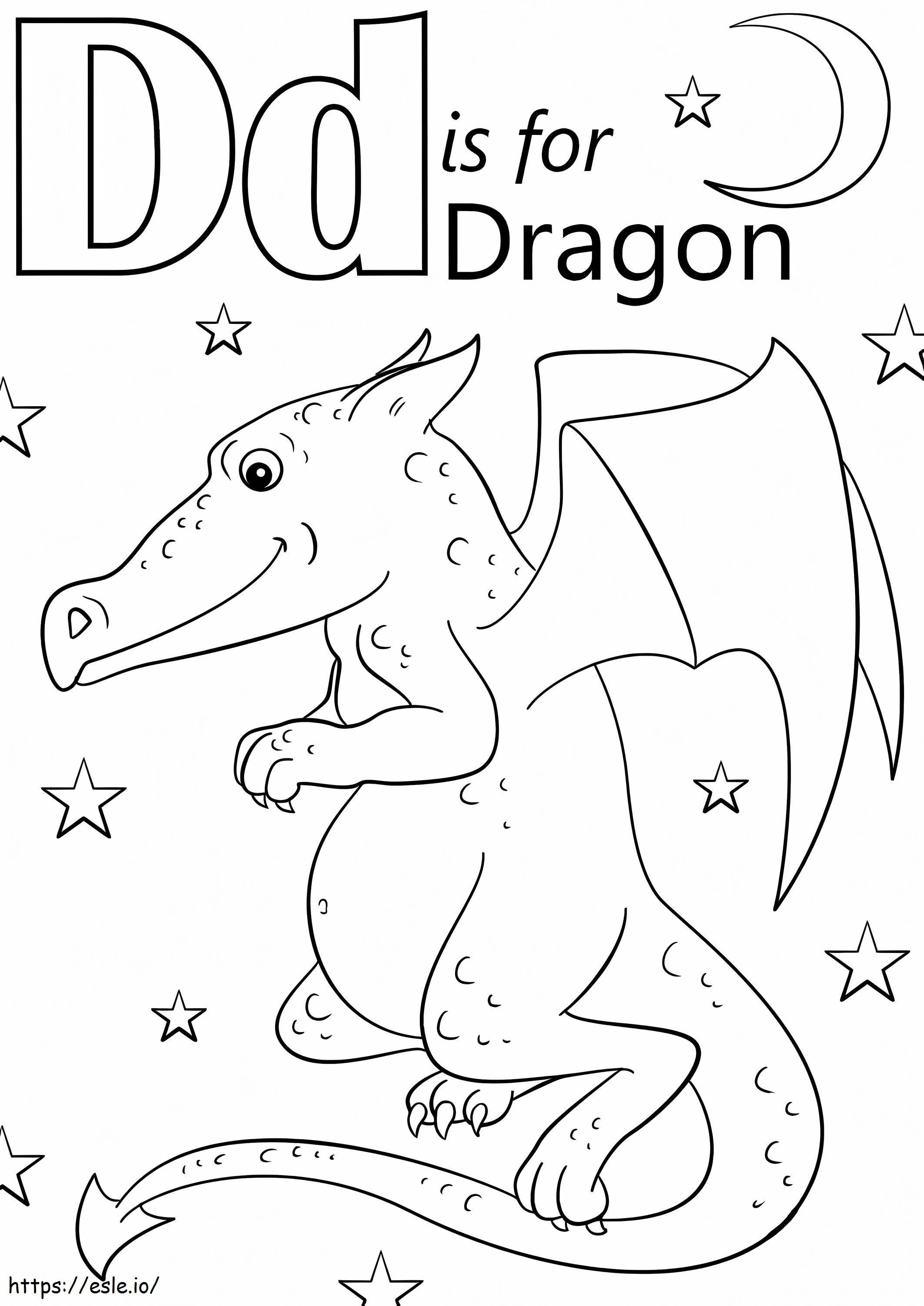 ドラゴンレターD ぬりえ - 塗り絵