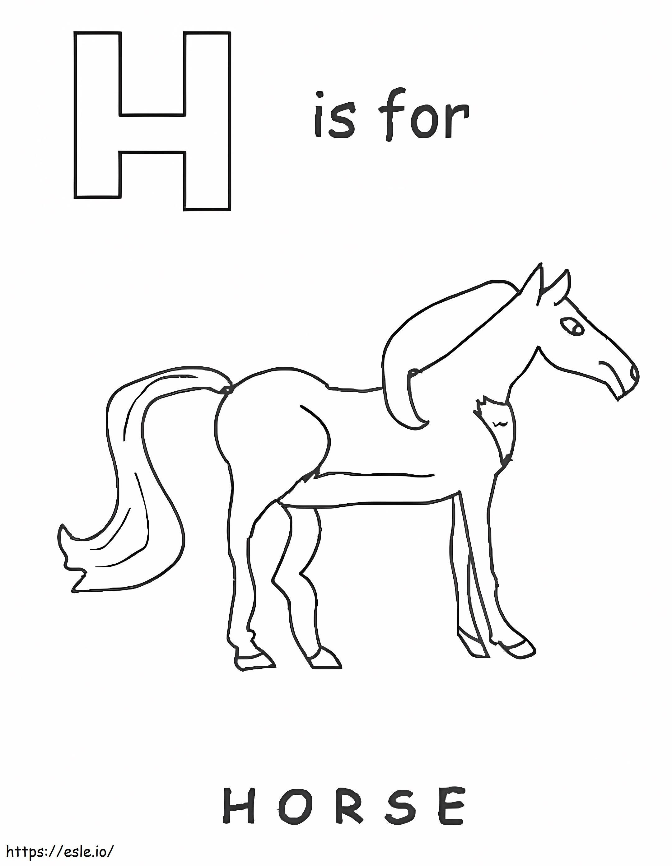 H sta per cavallo da colorare