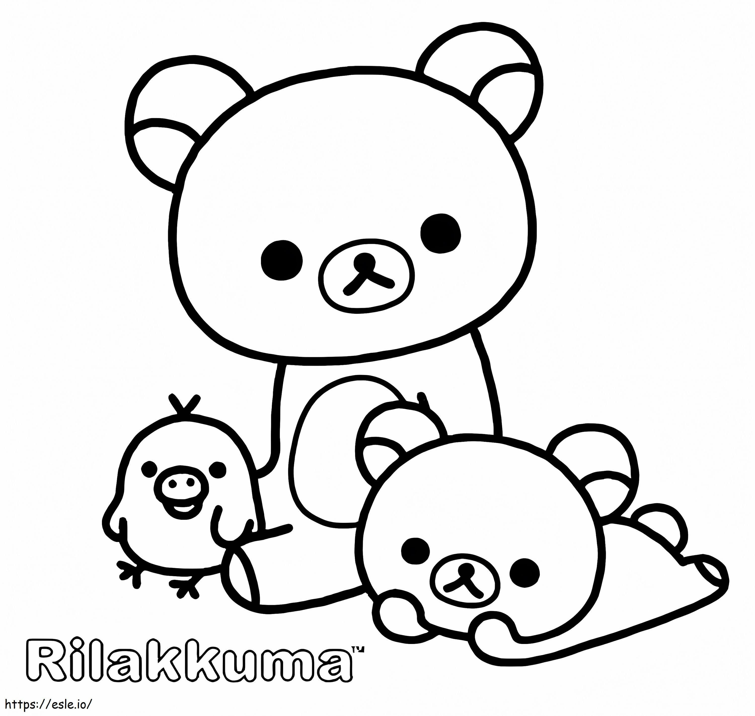 Cute Rilakkuma With Friends coloring page