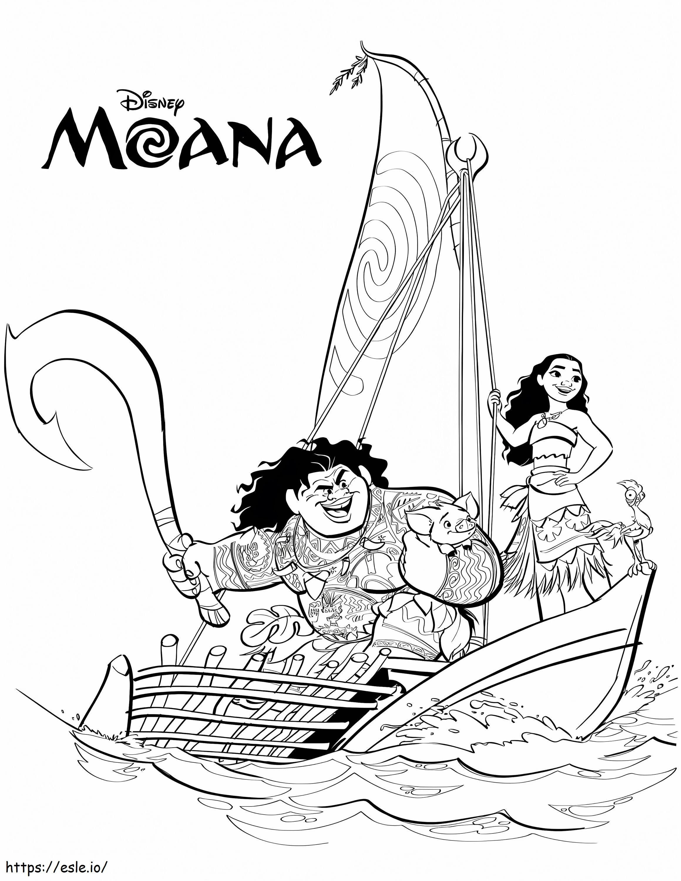 Moana ja Maui värityskuva