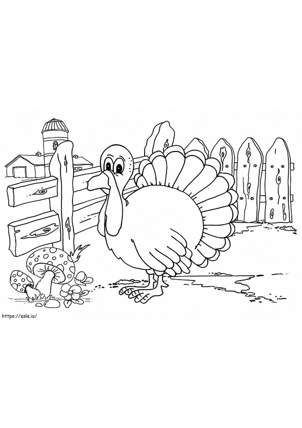  A Turquia Em Sua Fazenda A4 para colorir