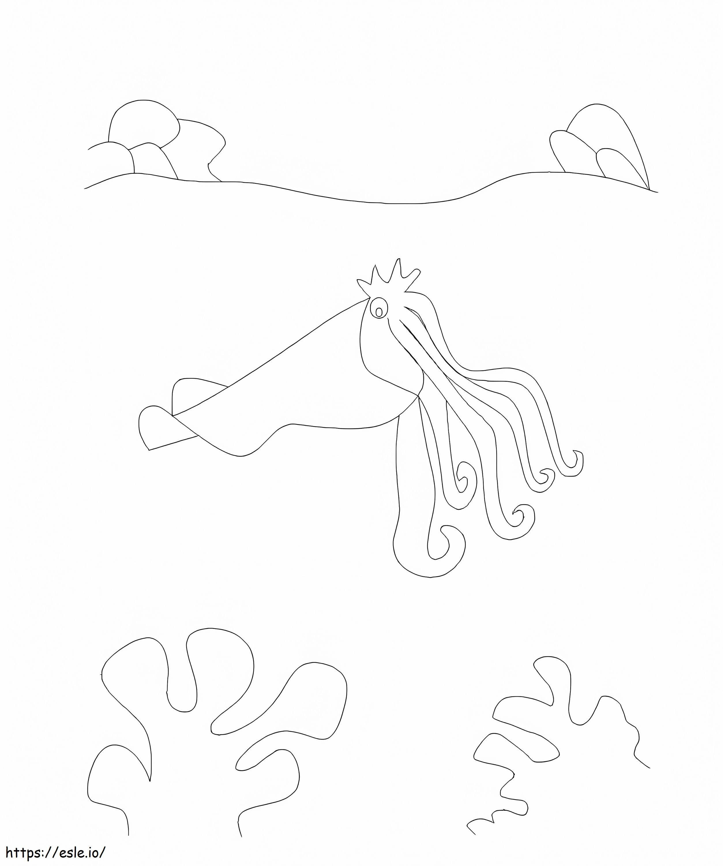 Cuttlefish Swimming coloring page