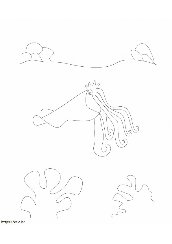 Cuttlefish Swimming coloring page