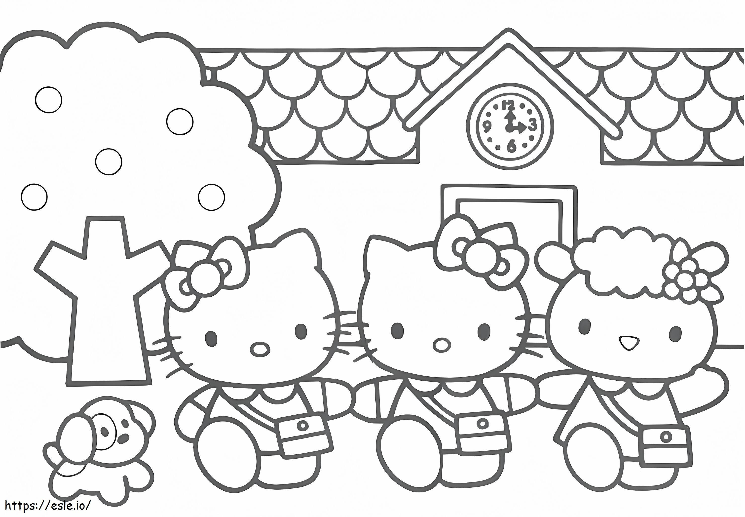 Coloriage Bonjour Kitty et ses amis à imprimer dessin