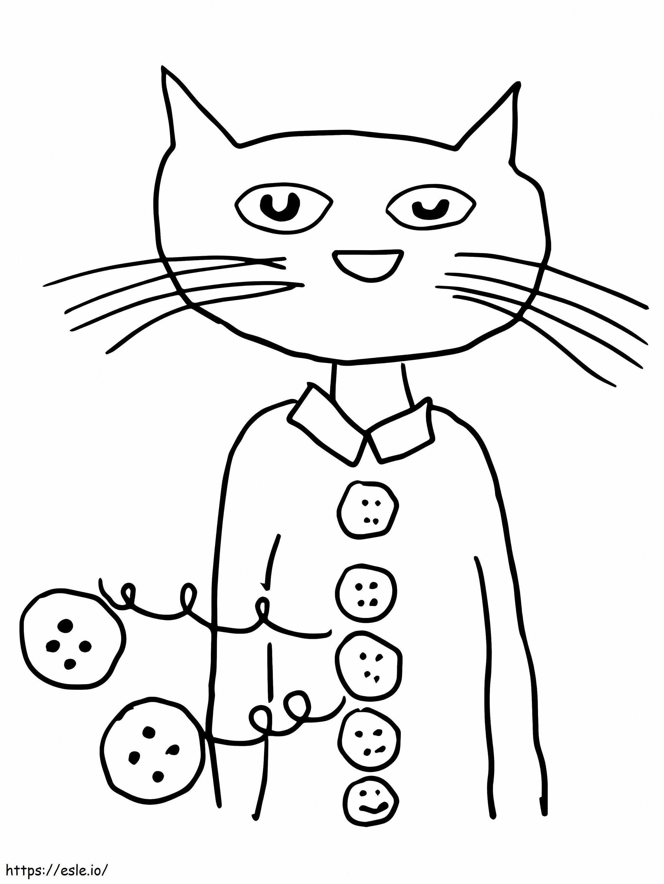 Coloriage Boutons Groovy Pete le chat à imprimer dessin