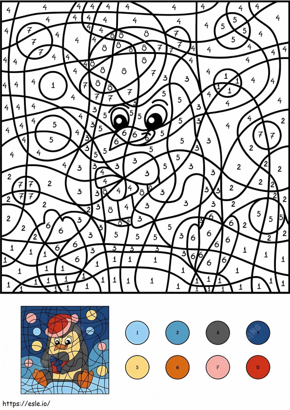 Peguin Color By Number coloring page