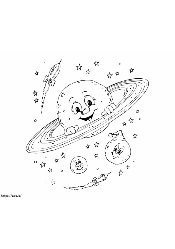 Coloriage Dessin animé Saturne à imprimer dessin