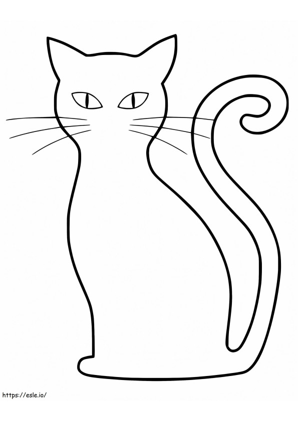 Coloriage Contour de chat d'Halloween à imprimer dessin