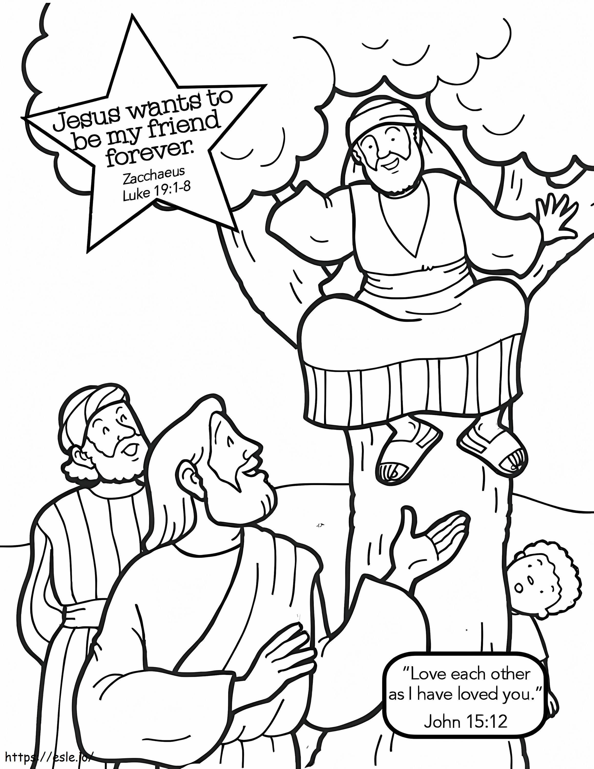 Zacchaeus On Tree And Jesus coloring page