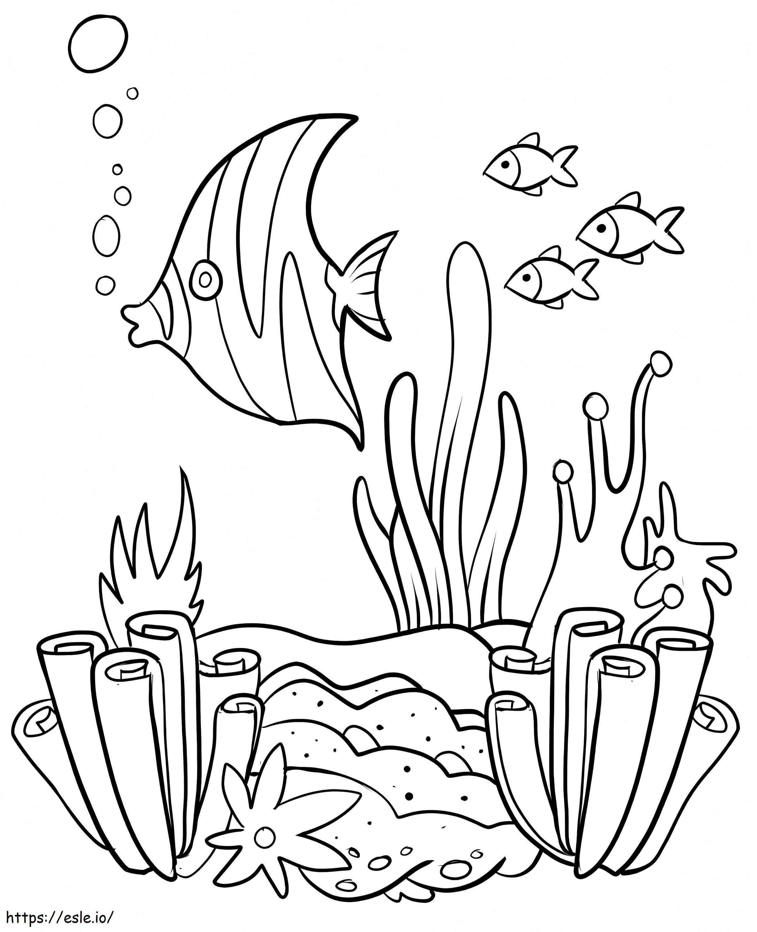 Coloriage Récif corallien et poissons à imprimer dessin
