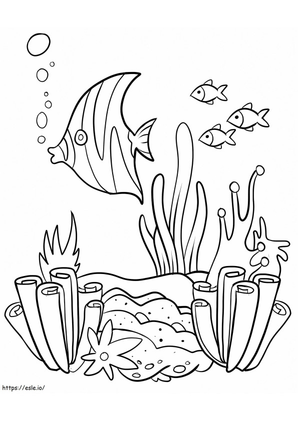 Coloriage Récif corallien et poissons à imprimer dessin