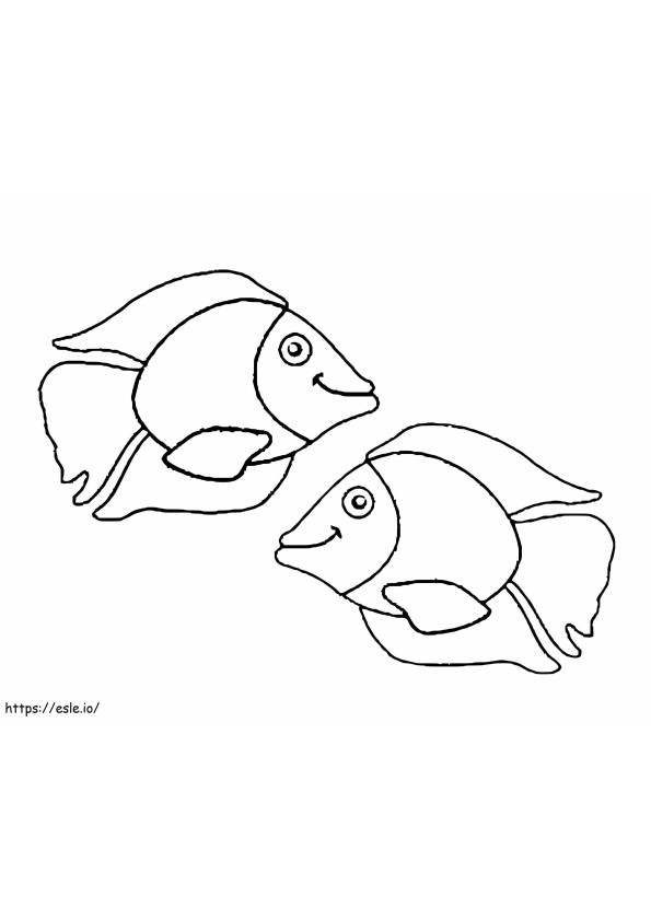 二匹の魚 ぬりえ - 塗り絵