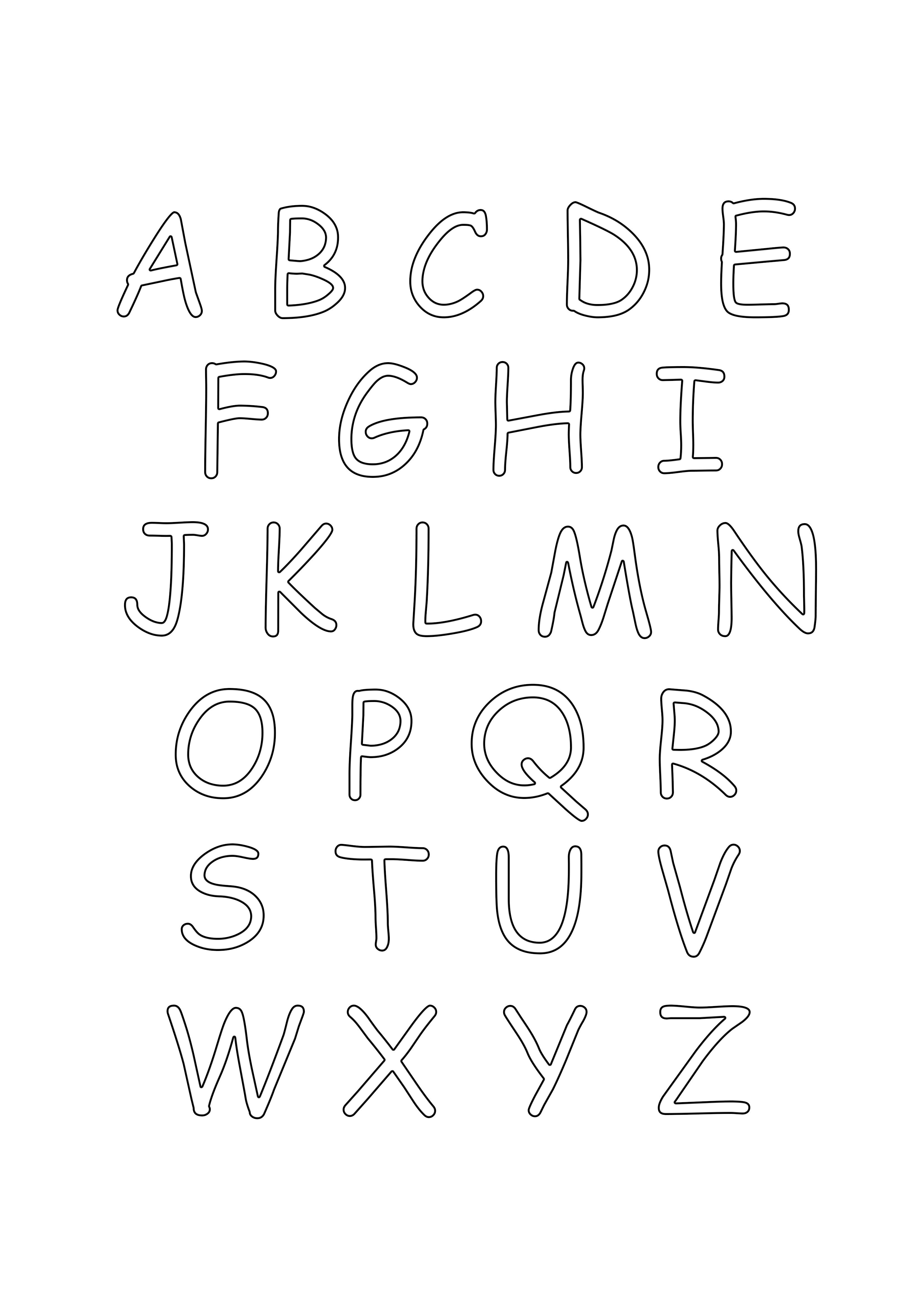 büyük harf alfabe boyama sayfası ücretsiz yazdırma