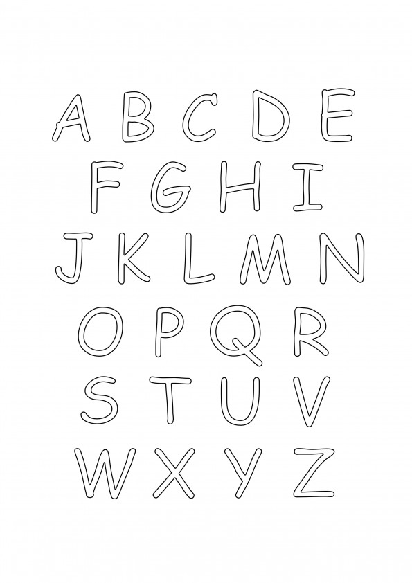 upper case alphabet coloring page free printing