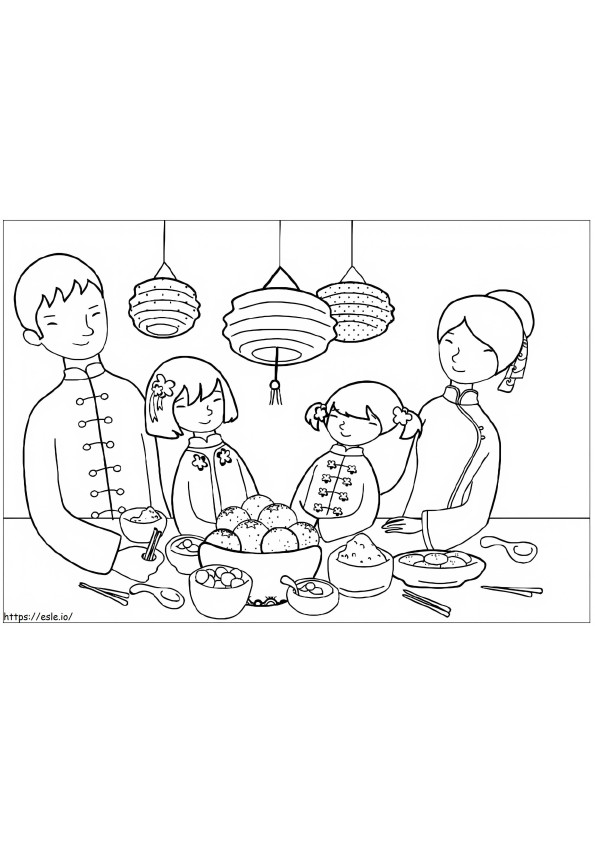 Chinese Family coloring page