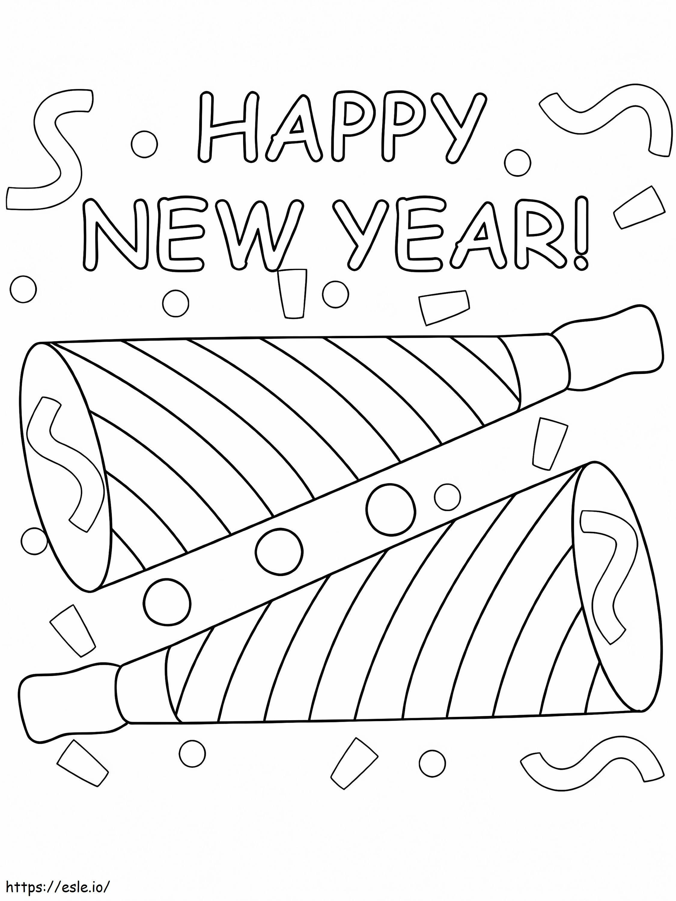 Pagina da colorare tromba felice anno nuovo da colorare