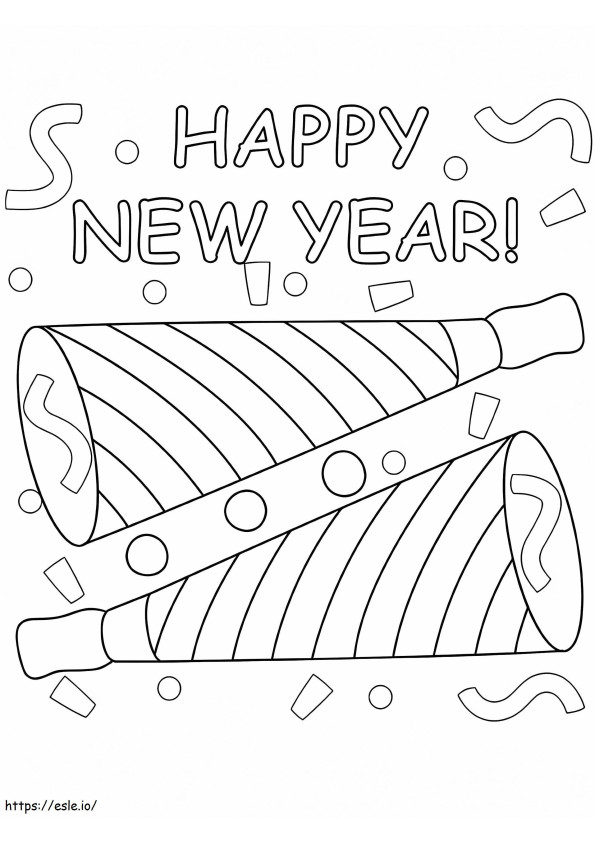 Feliz año nuevo trompeta página para colorear para colorear