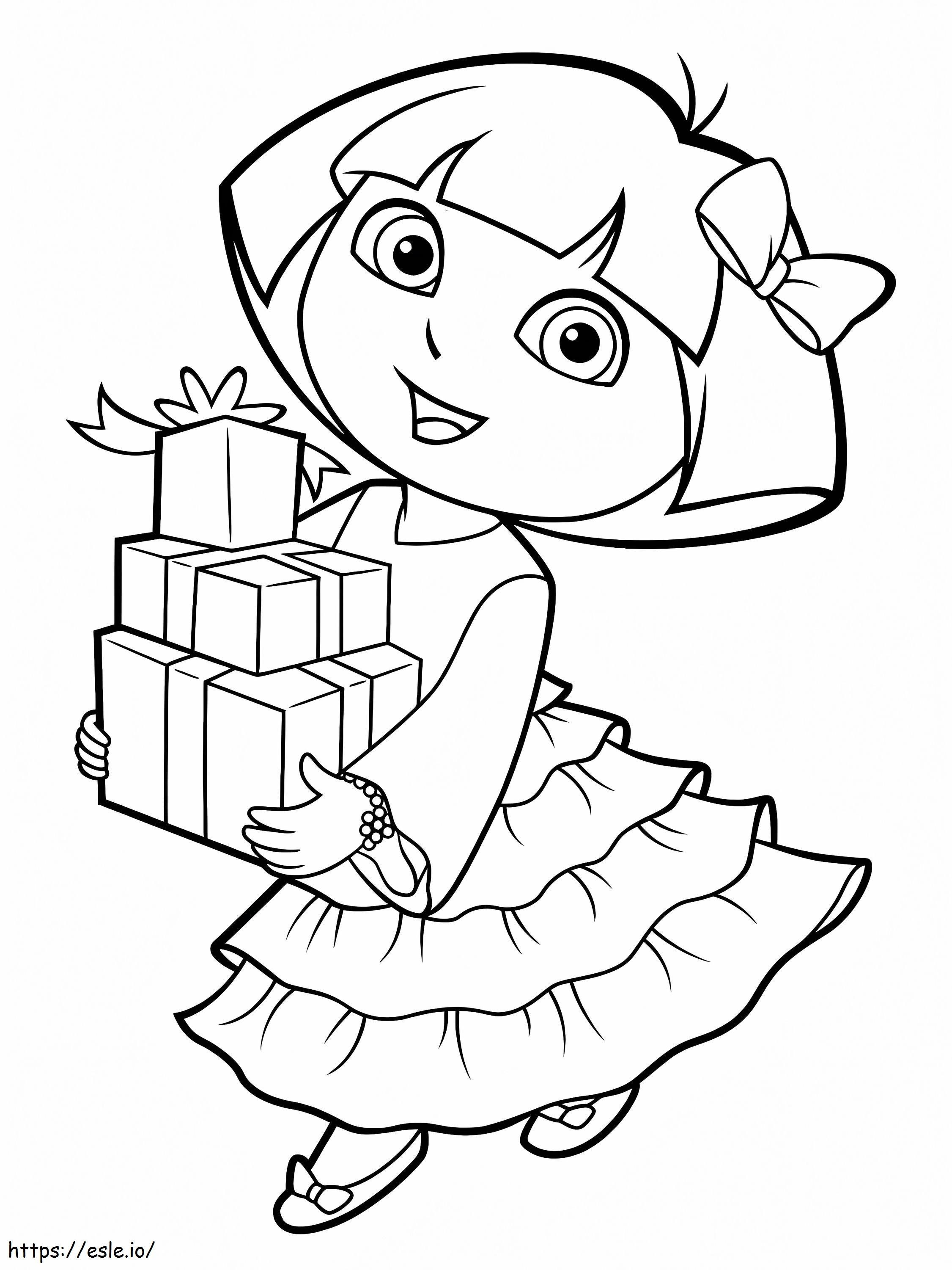 Dora And Gifts coloring page